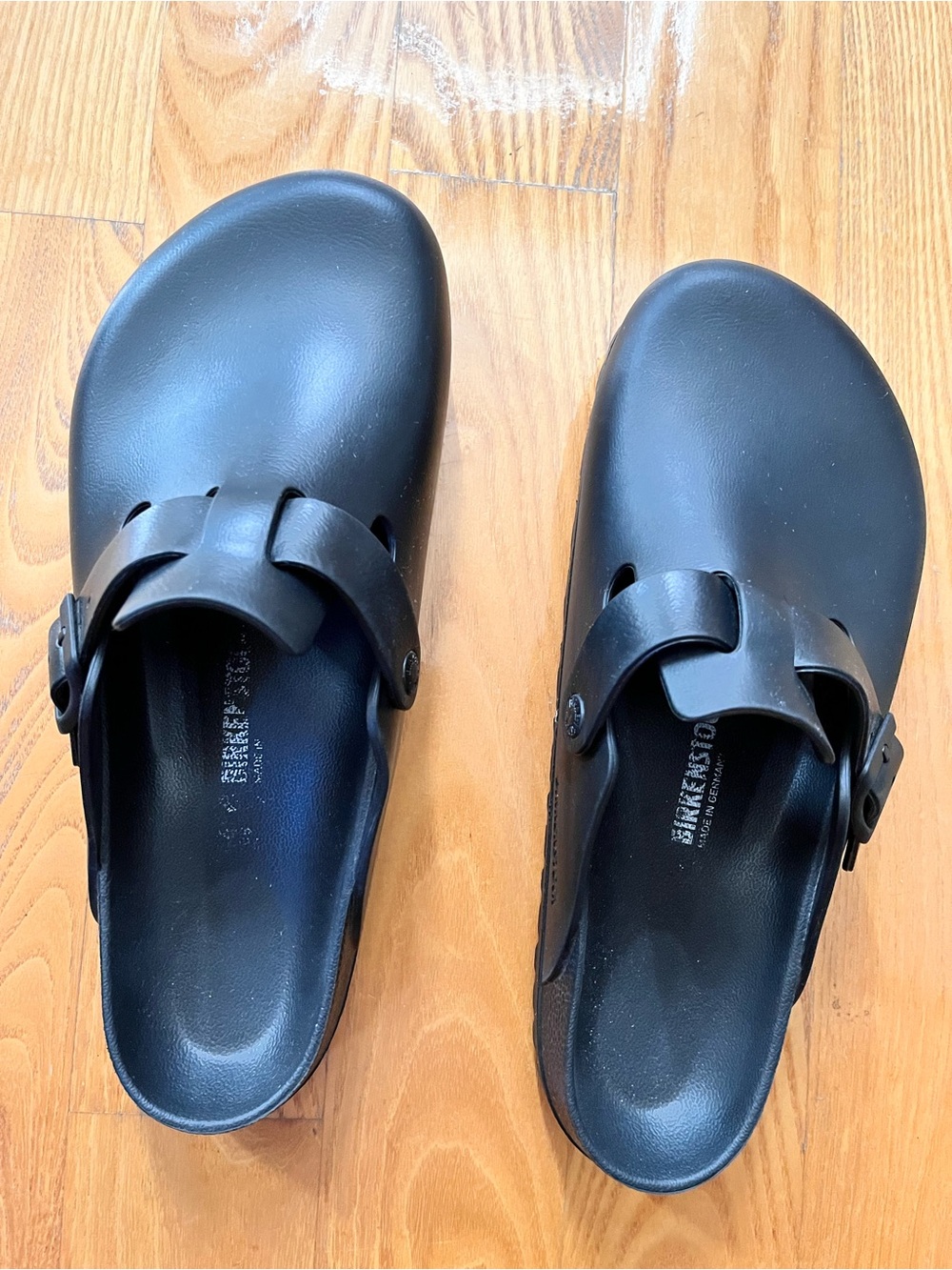 Birkenstock Men's Black Slip-On Sandals with Buckle Strap
